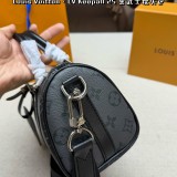 Original Keepall Bandoulière 25 Black Monogram Eclipse Leather Duffle Bag