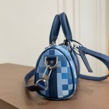 Original Keepall Bandoulière 25 Damoflage Blue Canvas Travel Bag