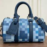 Original Keepall Bandoulière 25 Damoflage Blue Canvas Travel Bag
