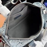 Original Keepall Bandoulière 25 Denim Blue Monogram Embossed Canvas Travel Bag