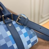 Original Keepall Bandoulière 25 Damoflage Blue Canvas Travel Bag