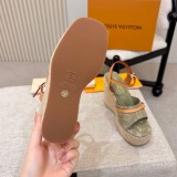 Original Helios Wedge Sandals Monogram Canvas Espadrille Platform Sandals