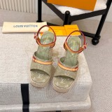Original Helios Wedge Sandals Monogram Canvas Espadrille Platform Sandals