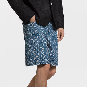 Original Men's Monogram Denim Shorts Cotton Jacquard Shorts