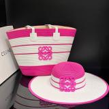 5A Striped Straw Tote Bag And Matching Wide-Brim Hat