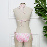 5A Pink Halter Bikini Set
