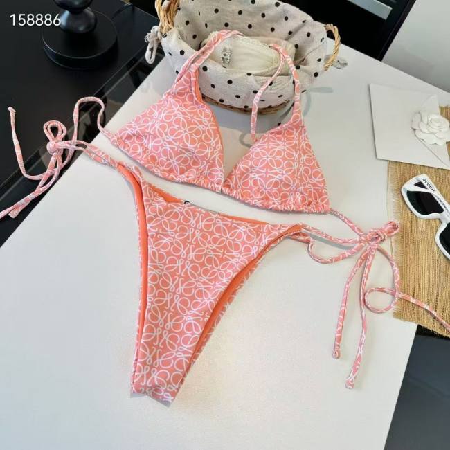 5A Print Halter Bikini Set Pink