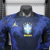 Original Brazil 2026 FIFA World Cup National Teams Player Version Away Long Sleeve Jersey