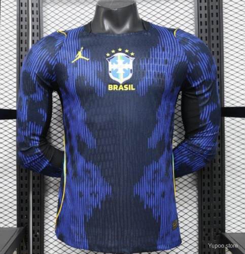 Original Brazil 2026 FIFA World Cup National Teams Player Version Away Long Sleeve Jersey