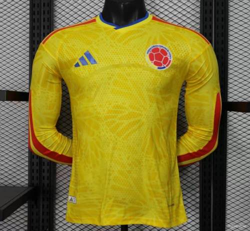 Original Colombia 2026 FIFA World Cup National Teams Player Version Home Long Sleeve Jersey