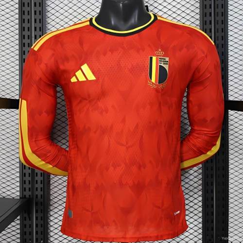 Original Belgium 2026 FIFA World Cup National Teams Player Version Home Long Sleeve Jersey