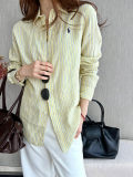 5A Women Classic Fit Striped Linen Shirt 2277