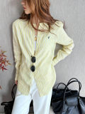 5A Women Classic Fit Striped Linen Shirt 2277