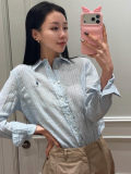 5A Women Classic Fit Striped Linen Shirt 2277