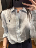 5A Women Classic Fit Striped Linen Shirt 2277