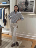 5A Women Classic Fit Striped Linen Shirt 2277