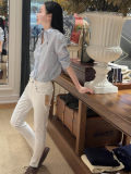 5A Women Classic Fit Striped Linen Shirt 2277