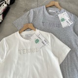 5A Women's Tennis Graphic T-Shirt Classic Crew Neck Short Sleeve Tee White
