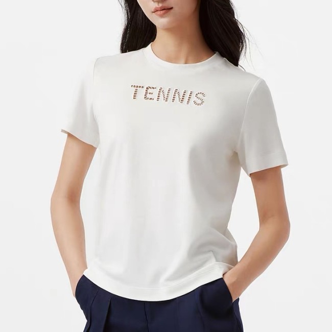 5A Women's Tennis Graphic T-Shirt Classic Crew Neck Short Sleeve Tee White