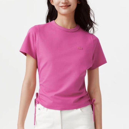 5A Women's Drawstring Side Tie Short Sleeve T-Shirt