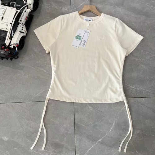 5A Women's Drawstring Side Tie Short Sleeve T-Shirt Beige