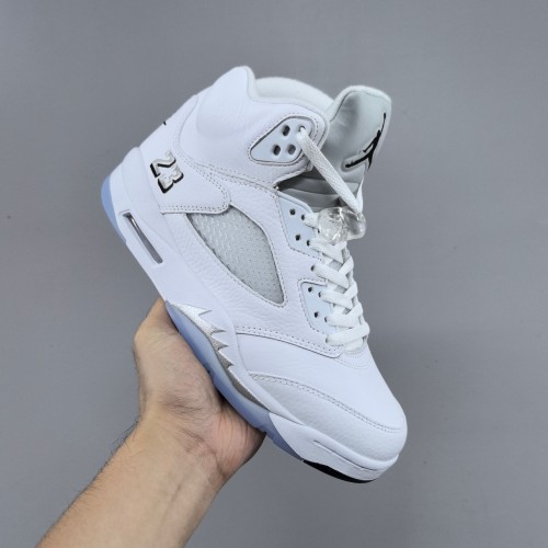 Mirror Air Jordan 5 Retro White Metallic Basketball Shoes