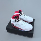 Mirror Air Jordan 5 Retro Fire Red Black Tongue Basketball Shoes