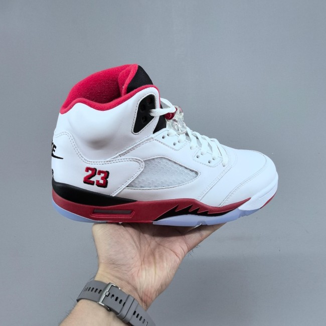 Mirror Air Jordan 5 Retro Fire Red Black Tongue Basketball Shoes