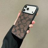 5A Signature Print Leather iPhone Case