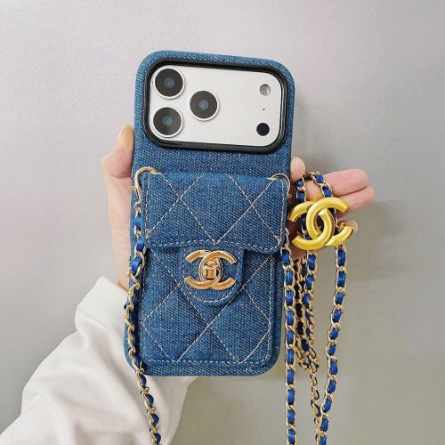 5A Denim iPhone Case with Chain Strap