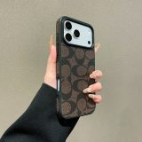 5A Signature Print Leather iPhone Case