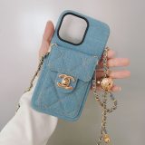 5A Denim iPhone Case with Chain Strap