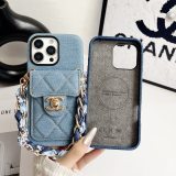 5A Denim iPhone Case with Chain Strap