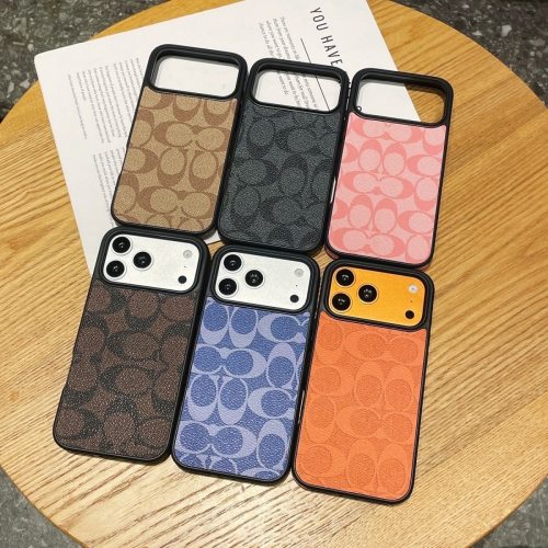 5A Signature Print Leather iPhone Case
