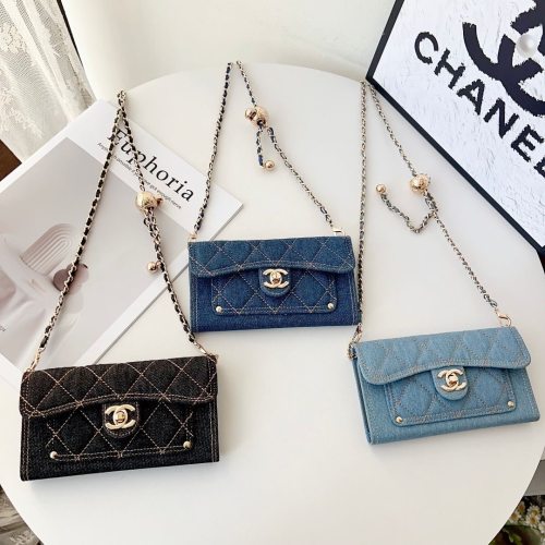 5A Denim Flip iPhone Case with Chain Strap
