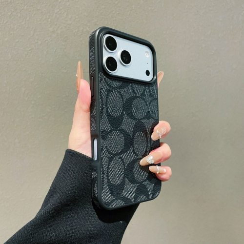 5A Signature Print Leather iPhone Case