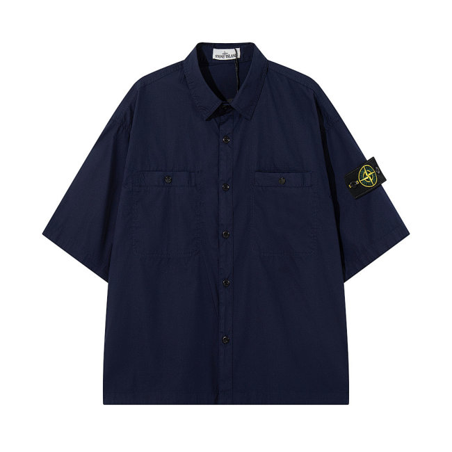 5A Comfort-Fit Short-Sleeve Shirt with Dual Chest Pockets 082