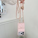 5A Quilted Leather Phone Case with Chain Strap