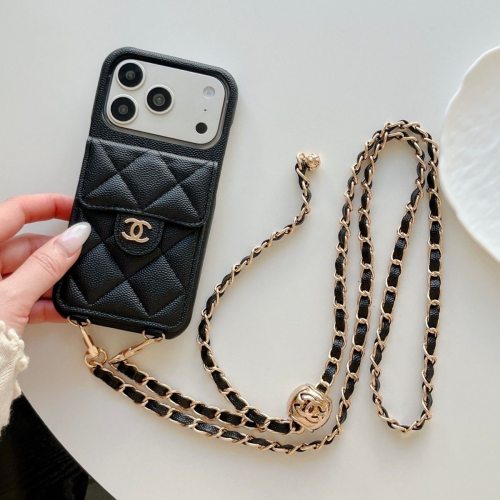 5A Quilted Leather Phone Case with Chain Strap