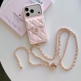 5A Quilted Leather Phone Case with Chain Strap
