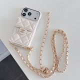 5A Quilted Leather Phone Case with Chain Strap
