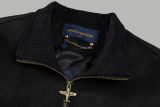 Original Men Monogram Debossed Suede Leather Tracksuit Jacket