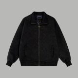 Original Men Monogram Debossed Suede Leather Tracksuit Jacket