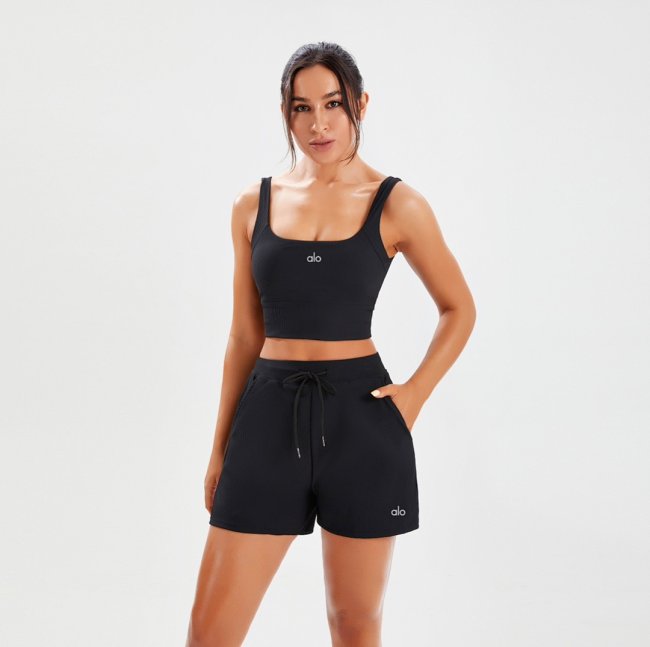 5A Women Sports Bra High-Waist Drawstring Shorts Set 5109