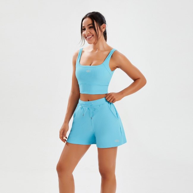5A Women Sports Bra High-Waist Drawstring Shorts Set 5109