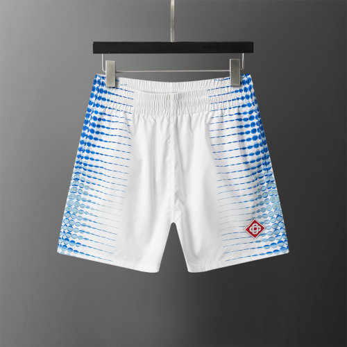 5A Men's White Geometric Print Swim Shorts Beach Shorts