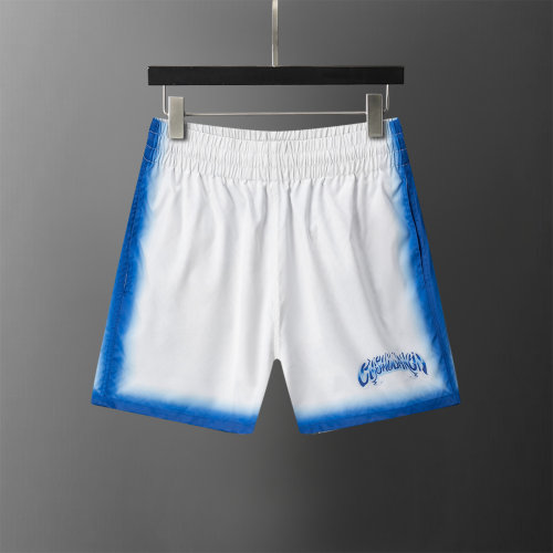 5A Men's Blue-to-White Spray Gradient Swim Shorts Beach Shorts
