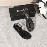 5A Women's Black Leather Thong Sandals