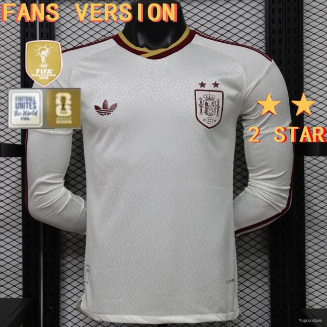 Original 2026 FIFA World Cup Spain Winner Away Fans Version Long Sleeve Jersey