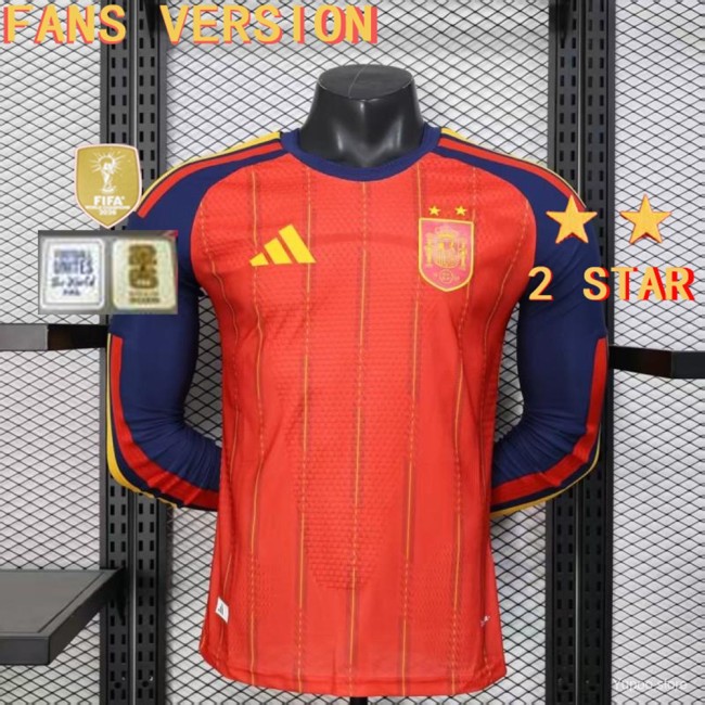 Original 2026 FIFA World Cup Spain Winner Home Fans Version Long Sleeve Jersey